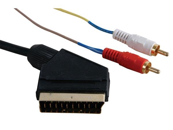 Cable audio/video - peritel male vers 2 x rca male, 3m