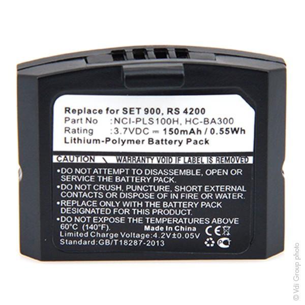 Batterie ni-mh 3.7v 150ma 32mm (l) x 25mm (l) x 7mm (h) pour casque senheiser ....