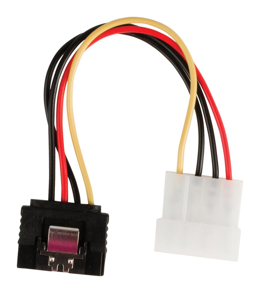 Câble adaptateur d'alimentation interne à connecteur sata 15 broches femelle avec clip coudé à 90° vers molex mâle 0,15 m multic