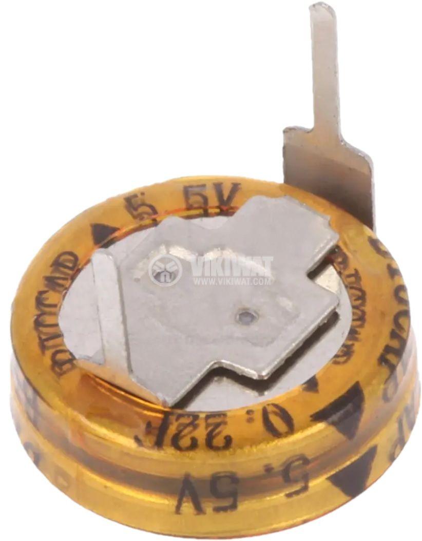 Condensateur mémoire super condensateur; 0,22f; 5,5vdc; ±20%; Ø11,5x6mm; -25÷70°c