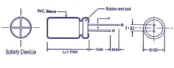 Condensateur chimique radial 2.2µf 100v 5x11mm 105°
