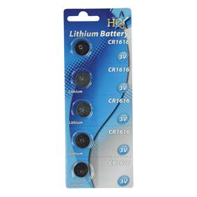 Pile bouton lithium 3.0v 50ma (16 x 1.6mm ) cr1616 (5pcs/bl)
