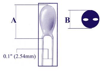 Condensateur tantale  1.5aµf / 35v pas 2.54mm