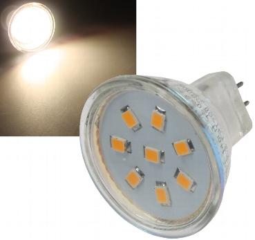 Lampe gu4 -mr11- a leds  2w - blanc chaud - 3000°k - 140 lumens - 12v -