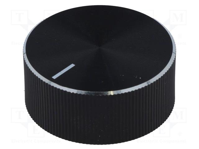 Bouton avec indicateur / aluminium et plastique / Ø axe: 6mm / Ø33x14.3mm / noir