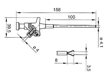 Grip-fils avec tige flexible - connexion à vis ou fiche banane 4mm - cat1  60vdc 4a -rouge - (kleps 30) hirschmann -