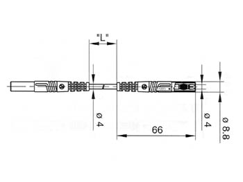 Cordon de mesure 4mm - de sécurité - cat3  1000v 16a - rouge - l=25cm (mlb/gg-sh 25/1) hirschmann