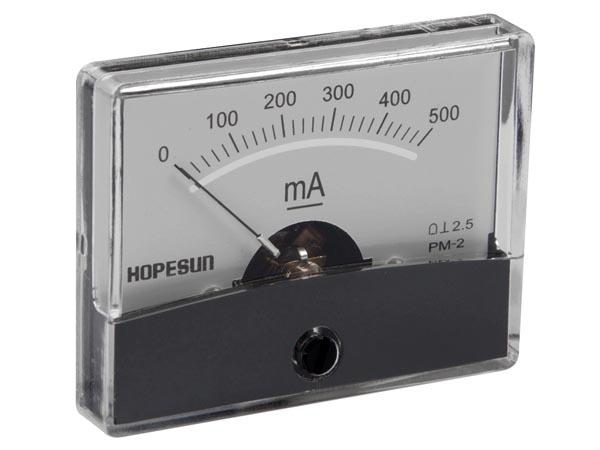 Ampèremètre analogique de tableau 500ma cc / 60 x 47mm