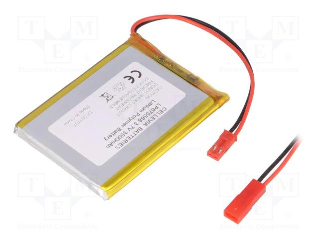 Batterie lithium-polymère (li-po) 3,7v 3.5ah 7.2x55.5x68.5mm avec connecteur jst syr-02t (male+femelle)