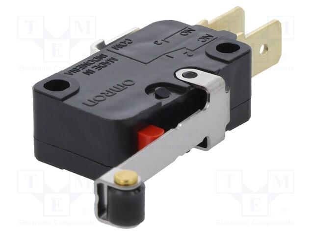 Micro switch a levier a roulette 1 rt 16a 250v 27.8x10.3x15.9mm