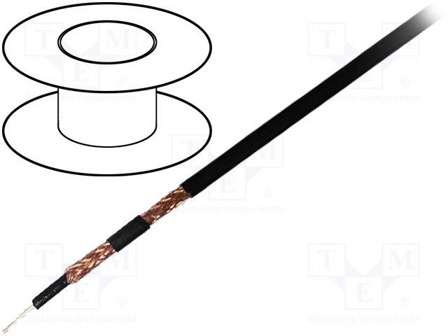 Cable coaxial 50 ohms d= 1.85mm noir l=1m