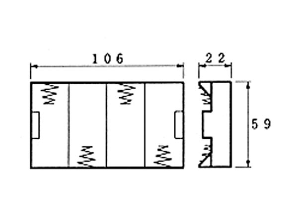 Coupleur 4 x piles c (r14) sorties contact à pression 108 x 59 x 22.5mm