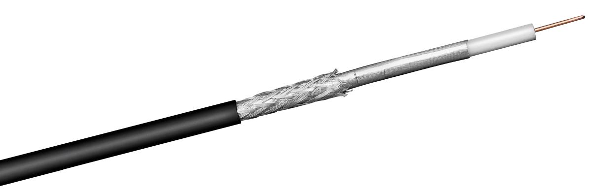 Cable coaxial 75 ohms double blindage 100db attenuation 6.2db a 100mhz d= 6.8mm l=1m pour l'exterieur