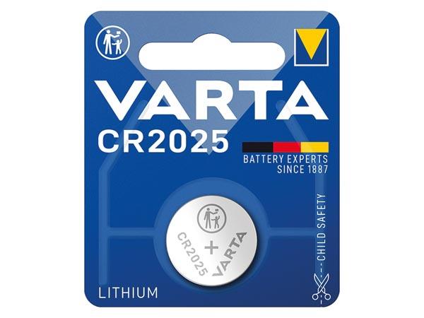 Pile bouton lithium 3.0v 170ma (20x 2.5mm) cr2025 varta 6025.801.401