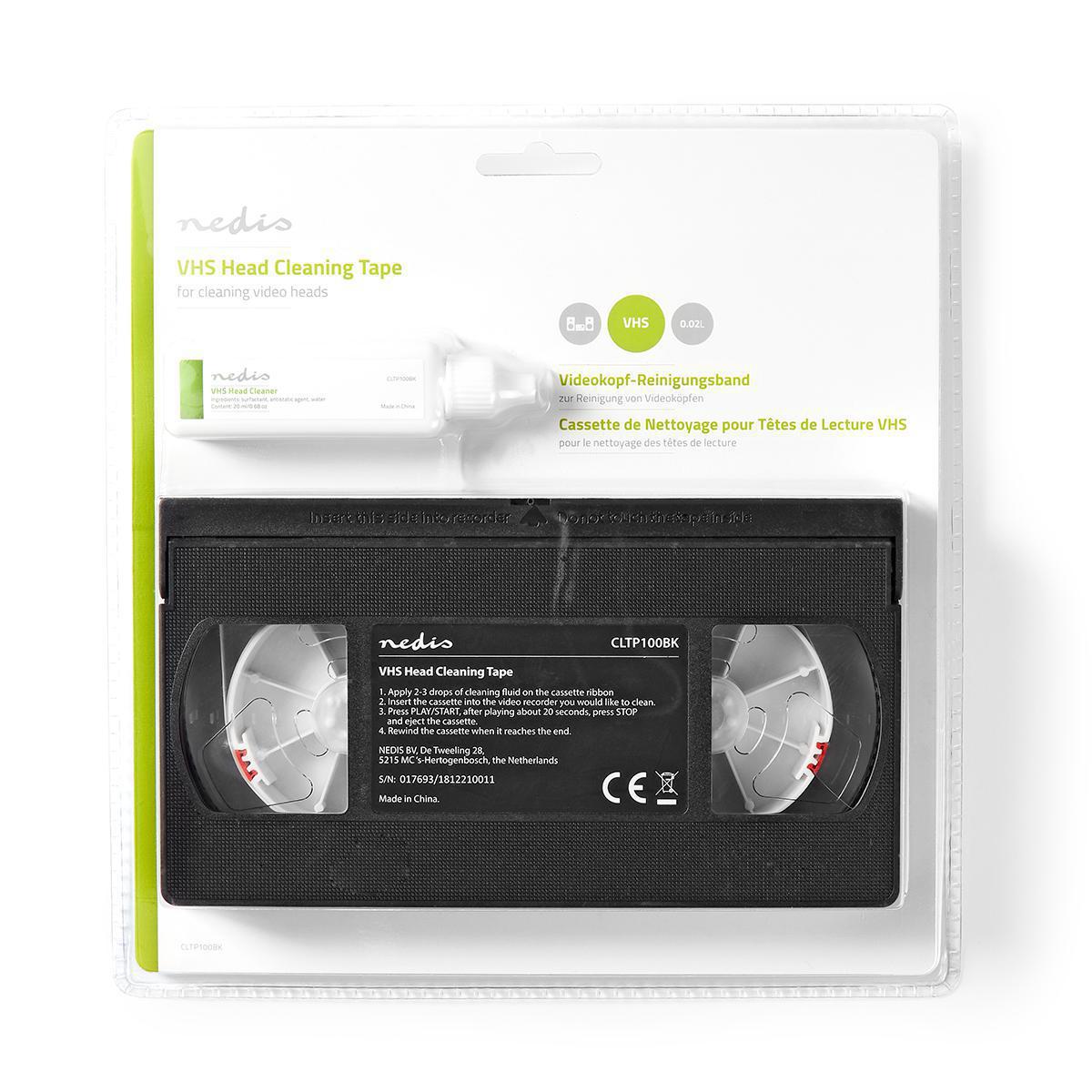 Cassette de nettoyage pour têtes de lecture vhs / 20 ml