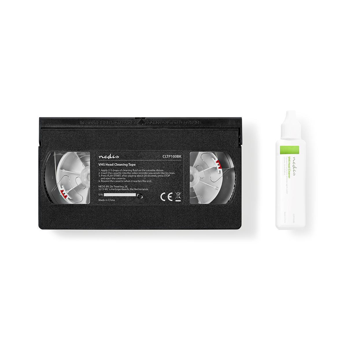 Cassette de nettoyage pour têtes de lecture vhs / 20 ml