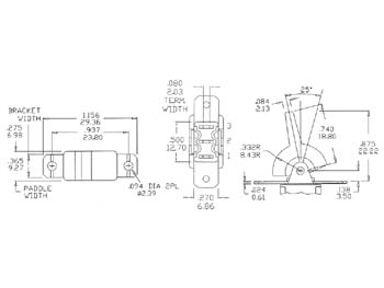 Interrupteur a levier plastique unipolaire on-off-on  vertical pour ci