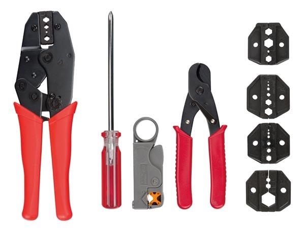 Kit complet avec pince à sertir pour coax