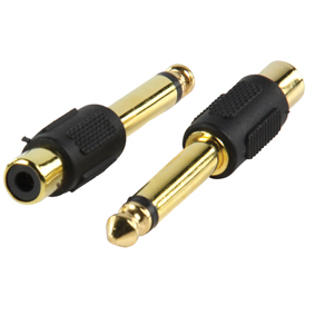 Adaptateur jack 6.35 mono mâle vers rca femelle doré