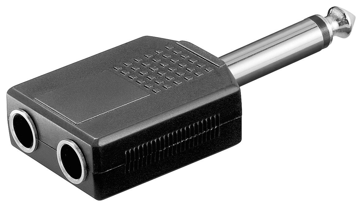 Adaptateur audio-video jack 6.35mm male mono / 2 x jack 6.35mm femelle mono