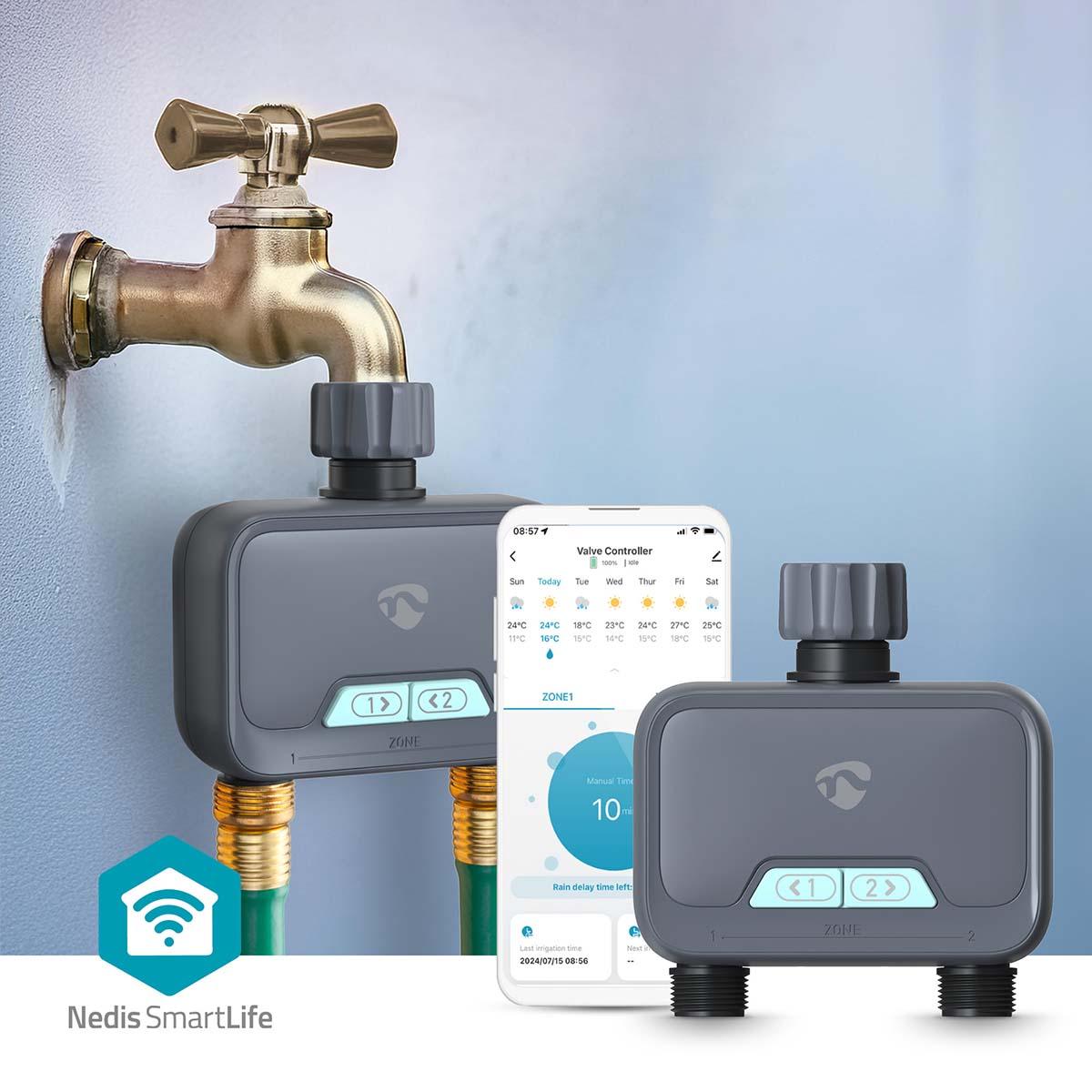 Smartlife contrôleur d'arrosage intelligent  bluetooth®  alimenté par pil...