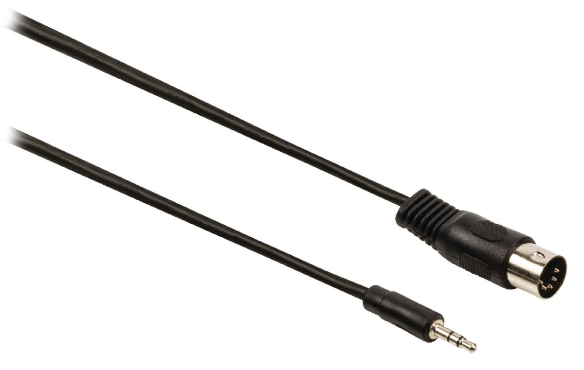Cordon audio-vidéo din 5 broches mâle 180° / jackmâle 3.5mm stéréo l=2m