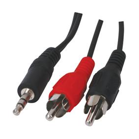 Cordon audio-vidéo jack mâle 3.5mm stéréo / 2 x rca mâle l=15m