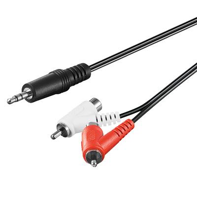 Cordon audio-vidéo jack 3.5mm mâle stéréo / rca mâle x2 + rca femelle x2 l=1.5m