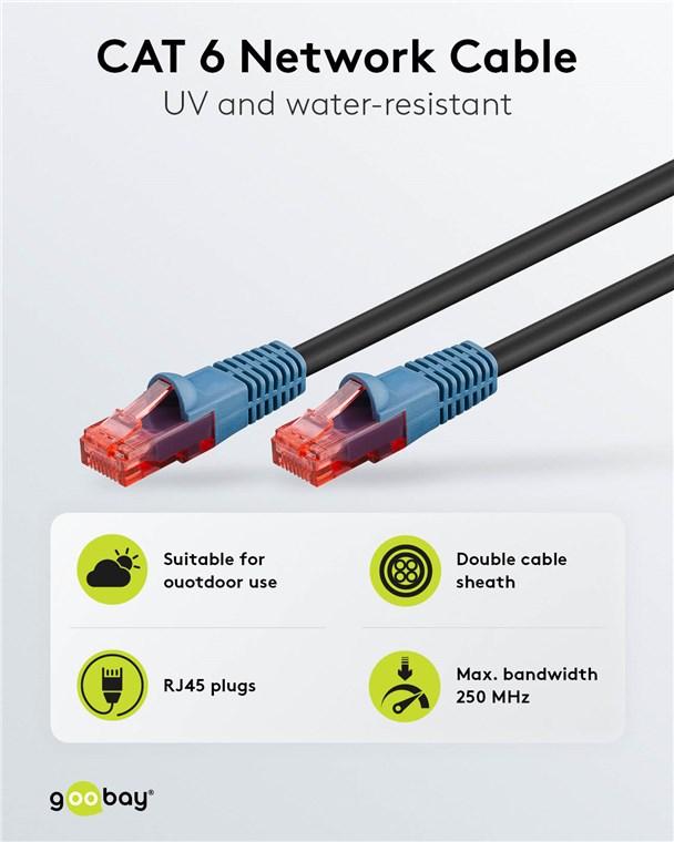 Cordon informatique rj45 mâle / rj45 mâle l=10m cat6 utp pour exterieur