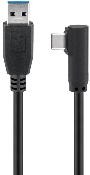 Cordon informatique usb-a mâle droit / usb-c mâle coudé l=1m