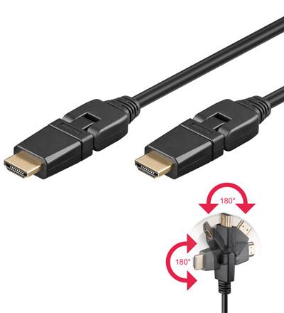 Hdmi 1.4 mâle/mâle (3m) orientable 360 deg.