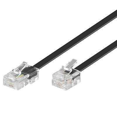 Cordon téléphone rj11 mâle (6p/4 c) / rj45 mâle (8p/4 c) l=3m blanc-ivoire