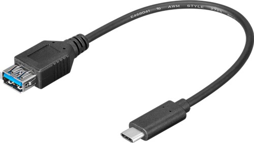 Cable otg usb-a 3.0 femelle vers usb-c male 5gbp/s l=0.2m