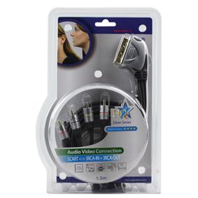 Cordon télévision haut de gamme péritel mâle / rca mâle x6 l=1.5m