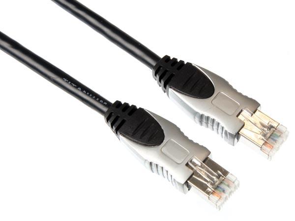 Cordon informatique haut de gamme cat 5e droit rj45 mâle / rj45 mâle l=0.75m