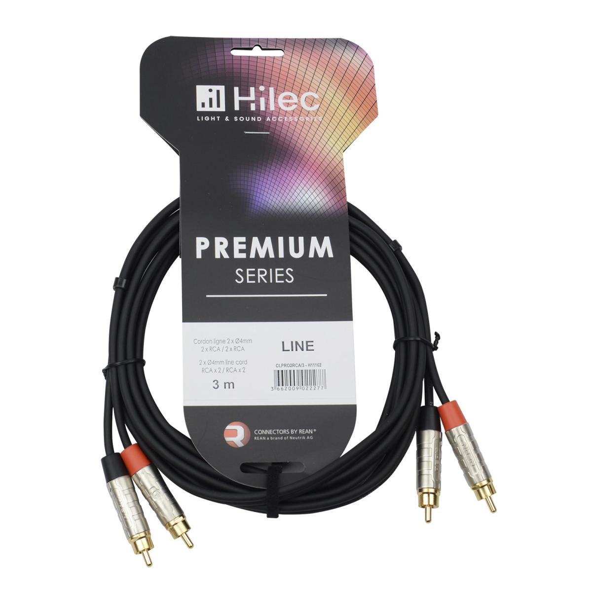 Cordon ligne 2 x rca / 2 x rca avec connecteurs rean ? 3m