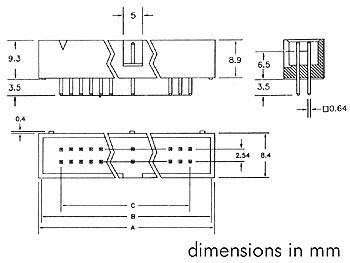 Connecteur he 2.54mm droit - 20 broches