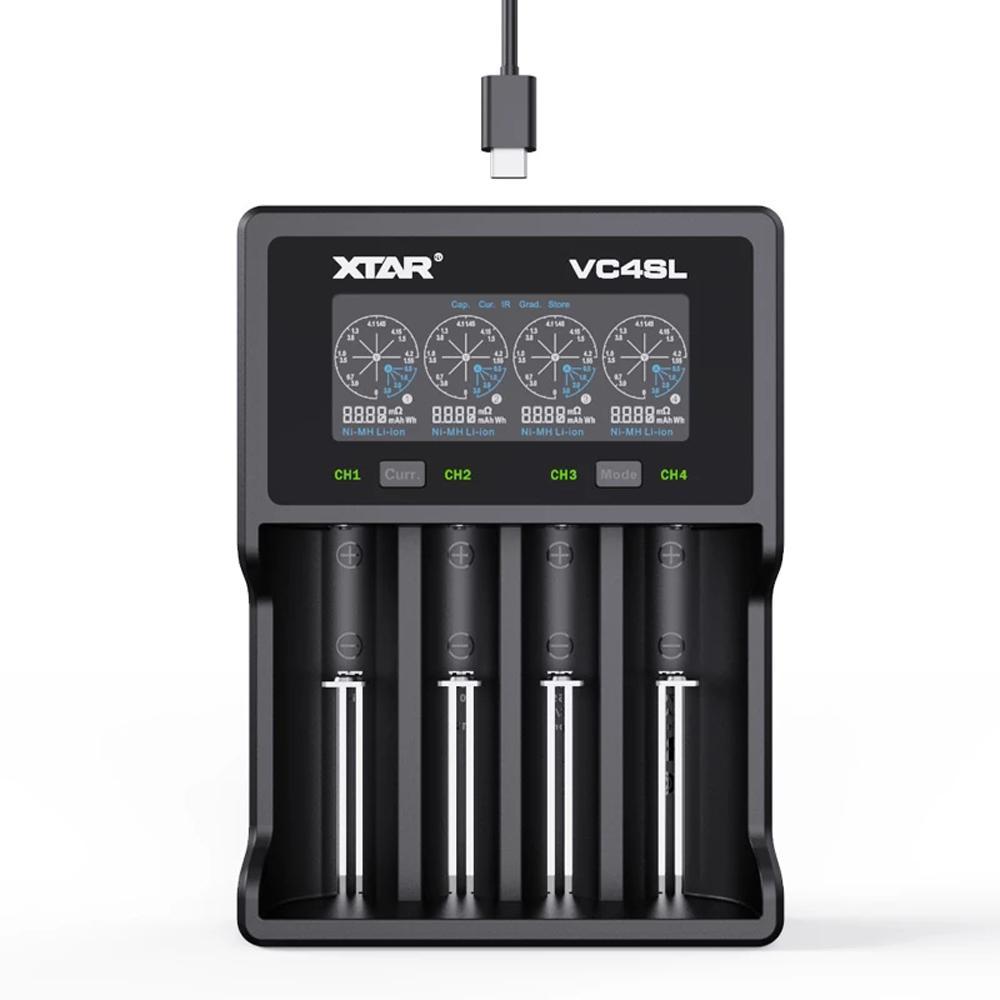 Xtar vc4sl chargeur multi technologie via usb-c / li-ion ni-cd ni-mh 1,2v et 3,7v (4 accu max)