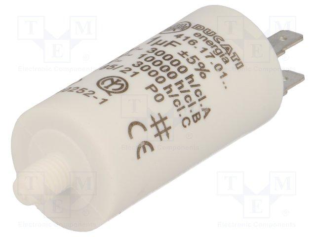 Condensateur permanent pour moteur electriques, pompes, ventilateurs,1.5uf 475vac 25x51mm + filetage m8