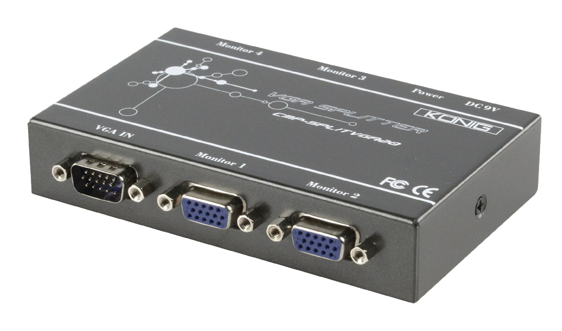 Repartiteur vga professionnel 4 ports könig permet de visualiser une entrée sur 4 x écrans simultanément