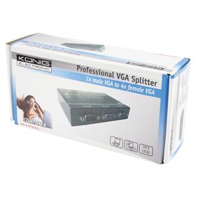 Repartiteur vga professionnel 4 ports könig permet de visualiser une entrée sur 4 x écrans simultanément