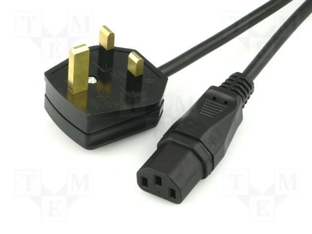 Cordon secteur fiche uk / fiche iec femelle l= 1.80m