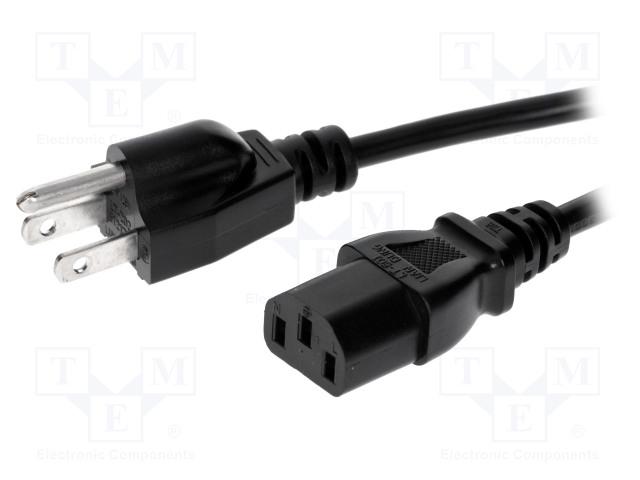 Cordon secteur fiche usa / fiche iec femelle l= 3m