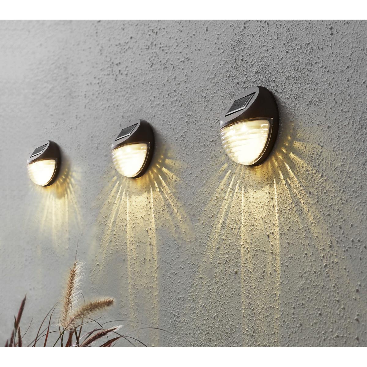 Appliques solaire led - rechargeable - blanc chaud - extérieur - lot de 3