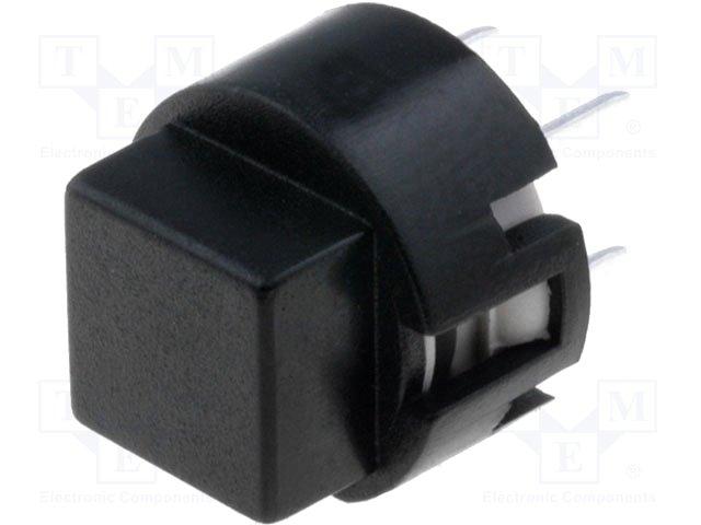 Inter poussoir carre off- (on) pour ci  0.01a / 35vdc 12x12mm h=11mm noir