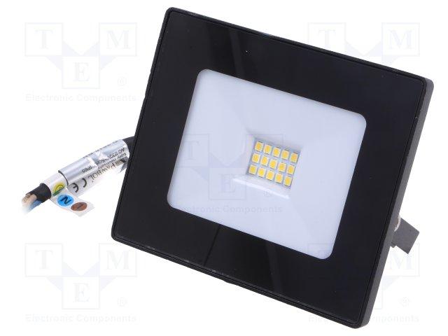 Projecteur led pour l'extérieur 10w blanc froid 6500°k noir ip65 230v 800 lumens