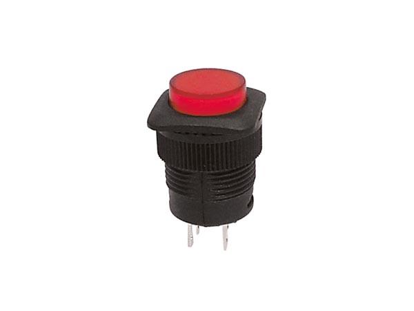 Inter à poussoir 1 t impulsion off-(on) 1a/ 250v d=16mm rouge avec led 1.7v