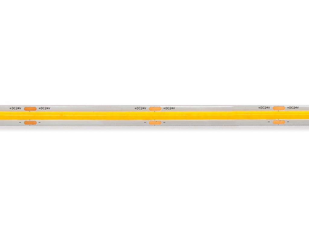 Ruban led cob blanc chaud 3000k, 320 led/m, cri90, 5 m, 24 v, ip20