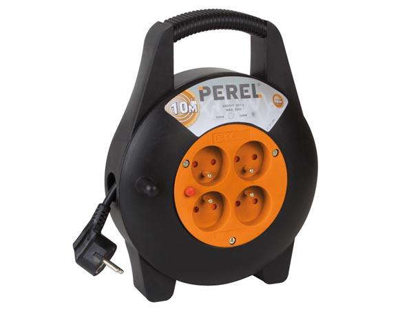 Enrouleur cable electrique 3x1.5mm2 l=10m (3500w)  sortie 4 prises  fusible thermique