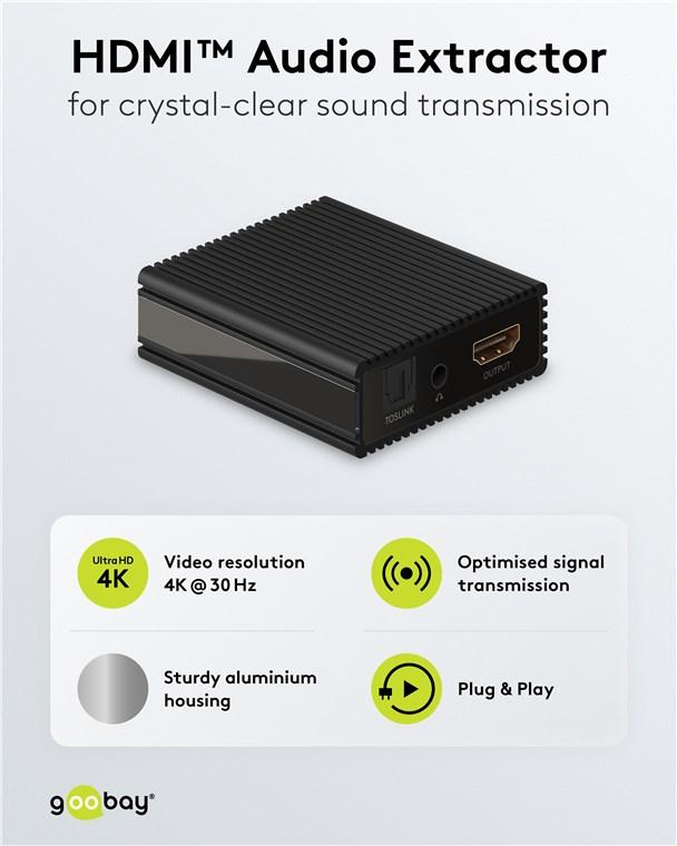 Extracteur audio hdmi 4k@30 hz // numérique (optique) et analogique (jack 3.5mm)
